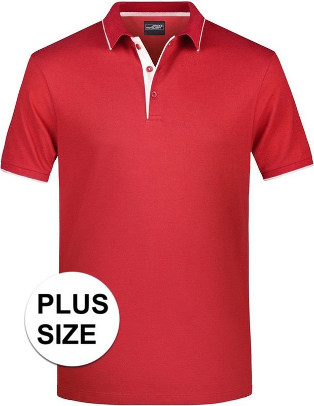James & Nicholson - Golf Pro - Polo Shirt - Rood - 100% Katoen - 3-Knoops Sluiting