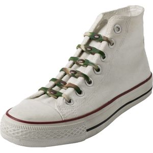 14x Shoeps elastische veters camouflage - Sneakers/gympen/sportschoenen elastieken veters - Hulp bij veters strikken