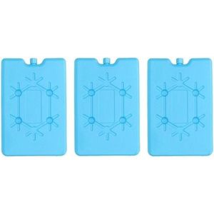 Koelelement plat - 3x - blauw - 200 ml - 11 x 16 cm - koeltas/koelbox element