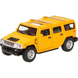 Welly Modelauto Hummer H2 SUV - speelgoed wagen - geel - 12,5 cm - metaal