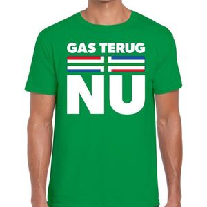 Groningen protest t-shirt gas terug NU groen voor heren - Grunnen shirt voor heren M