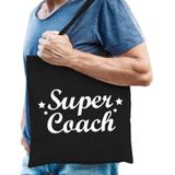 Super coach katoenen kado tas zwart -  Cadeau tas voor coaches