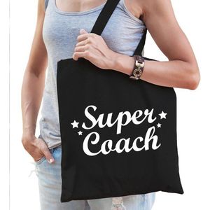 Super coach katoenen kado tas zwart -  Cadeau tas voor coaches
