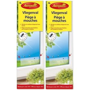 8x Aeroxon vliegenvanger raam plakstrips 21 cm - Vliegenstrips milieuvriendelijk- Anti-insect - Insectenbestrijding