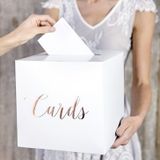 Bruiloft/huwelijk enveloppendoos wit/rosegoud Cards 24 cm - Versieringen/decoraties