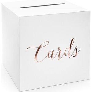 Bruiloft/huwelijk enveloppendoos wit/rosegoud Cards 24 cm