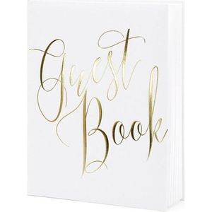 Gastenboek Wit/Goud 20 X 25 cm - 22 Paginas - 44 Bladzijden - Bruiloft Gastenboeken