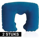 2x Opblaasbare nekkussens donkerblauw - Reiskussens/nekkussens - Handig voor op reis/vakantie