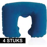 4x Opblaasbare nekkussentjes donkerblauw - Nekkussens