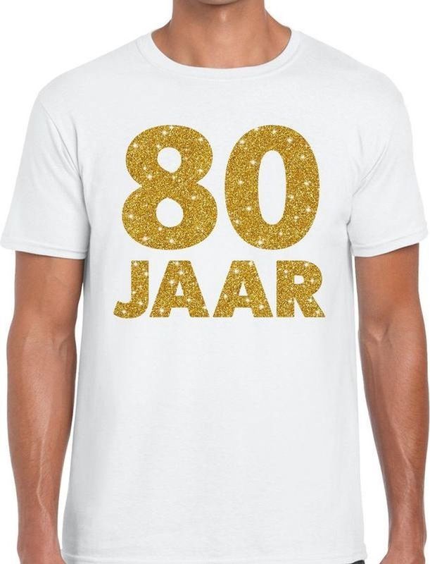goud glitter verjaardag t-shirt wit heren - verjaardag jubil shirts