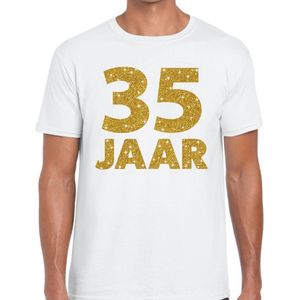 jaar goud glitter verjaardag t-shirt wit heren - verjaardag jubil shirts