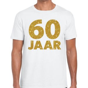 goud glitter verjaardag t-shirt wit heren - verjaardag jubil shirts