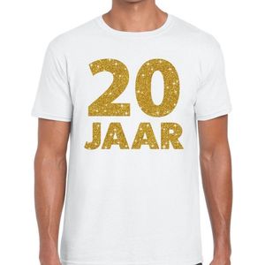 20e verjaardag cadeau t-shirt wit met goud voor heren