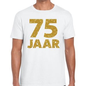 goud glitter verjaardag t-shirt wit heren - verjaardag jubil shirts