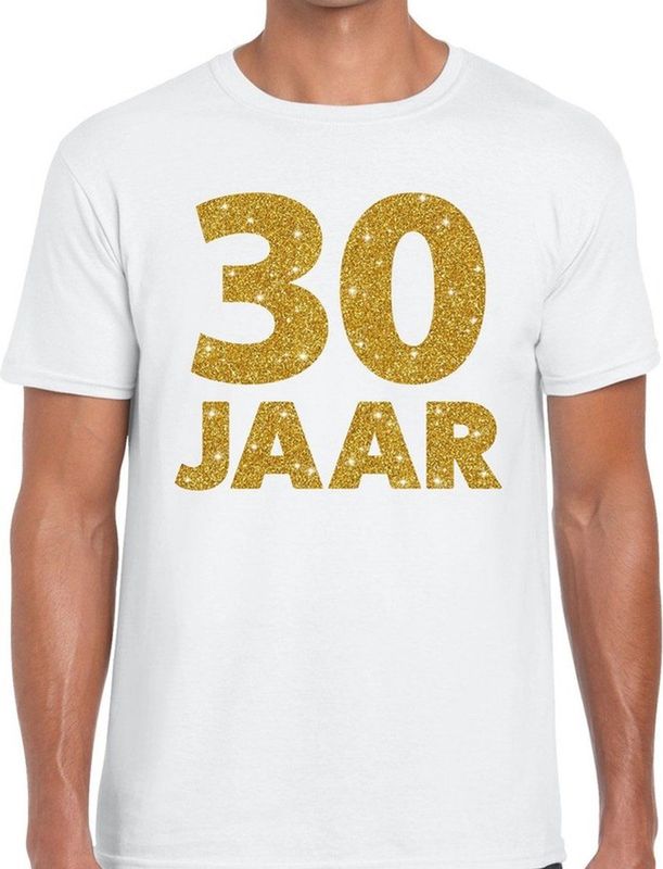 jaar goud glitter verjaardag t-shirt wit heren - verjaardag jubil shirts