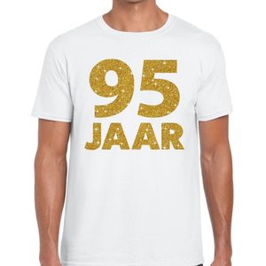 goud glitter verjaardag t-shirt wit heren - verjaardag shirts