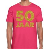 Jaar goud glitter verjaardag t-shirt roze heren - heren shirt Jaar - Abraham kleding