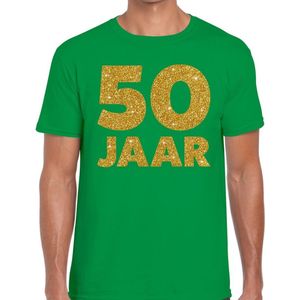 Jaar goud glitter verjaardag t-shirt groen heren - heren shirt Jaar - Abraham kleding