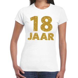jaar goud glitter verjaardag t-shirt wit dames - verjaardag shirts