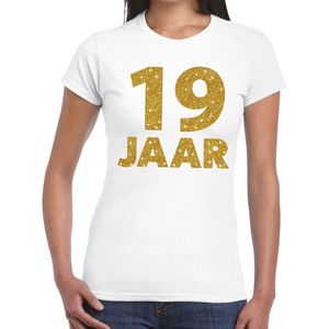 jaar goud glitter verjaardag t-shirt wit dames - verjaardag shirts