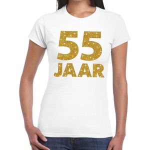 jaar goud glitter verjaardag t-shirt wit dames - verjaardag jubil shirts
