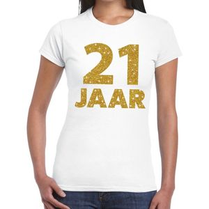 jaar goud glitter verjaardag t-shirt wit dames - verjaardag shirts