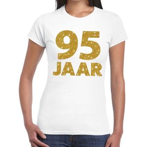 goud glitter verjaardag t-shirt wit dames - verjaardag shirts