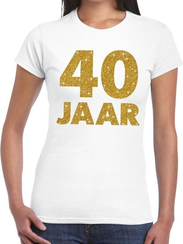 jaar goud glitter verjaardag t-shirt wit dames - verjaardag jubil shirts