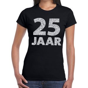 jaar zilver glitter verjaardag t-shirt zwart dames - verjaardag jubil shirts