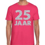 25 jaar zilver glitter verjaardag t-shirt roze heren - verjaardag / jubileum shirts XXL