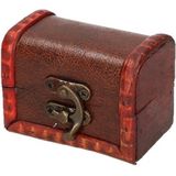 Houten opbergkistje roodbruin 8 cm - Sieraden kistje/doosje vintage