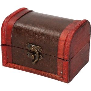 Sieraden kistje roodbruin voor kinderen 11 cm - Opbergkistje vintage