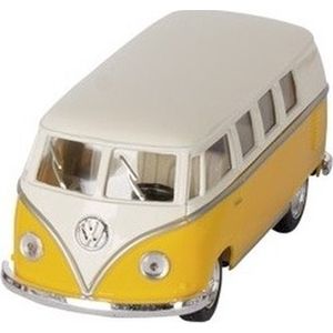 Modelauto Volkswagen T1 two-tone - geel/wit - 13 cm - speelgoed auto