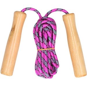 Paars springtouw met houten handvatten 236 cm - Buitenspeelgoed - Sportief speelgoed voor kinderen en volwassenen