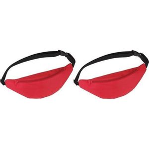 2x Heuptasjes/buideltasjes rood 35 cm - Festivaltasjes outdoor - Fanny packs