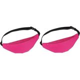 2x Heuptasjes/buideltasjes roze 35 cm - Festivaltasjes outdoor - Fanny packs