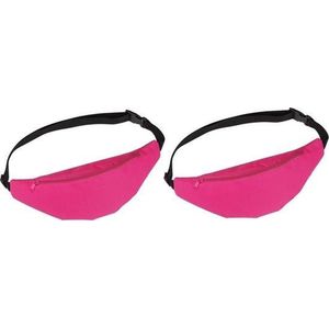 2x Heuptasjes/buideltasjes roze 35 cm - Festivaltasjes outdoor - Fanny packs