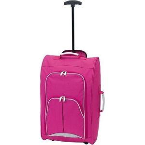 Handbagage reiskoffer/trolley roze 55 cm - Reistassen op wielen