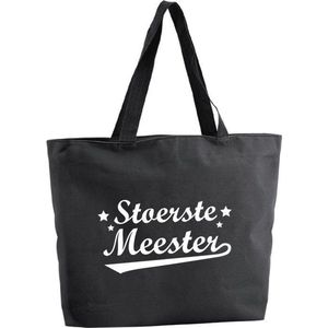 Stoerste Meester shopper tas - zwart - 47 x 34 x 12,5 cm - boodschappentas / strandtas