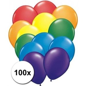 100x Regenboog kleuren ballonnen