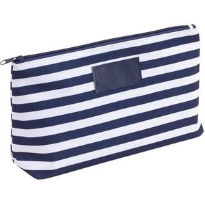 Toilettas/make-up tas gestreept blauw/wit 28 cm voor heren/dames - Reis toilettassen/etui - Handbagage