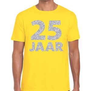 jaar zilver glitter verjaardag t-shirt geel heren - verjaardag jubil shirts