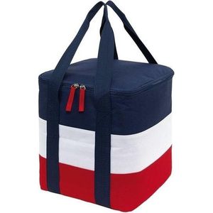 Grote koeltas blauw/wit/rood met hengsels - 17 liter - Koeltassen voor onderweg/op het strand