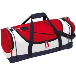 Sporttas met ritsen 45 liter blauw/rood/wit