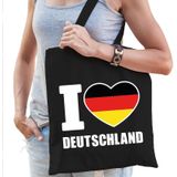 Katoenen Duitsland tasje I love Deutschland zwart - 10 liter - Duitse landen cadeautas