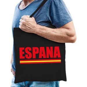Katoenen Spanje supporter tasje Espana zwart - 10 liter - Spaanse supporter cadeautas