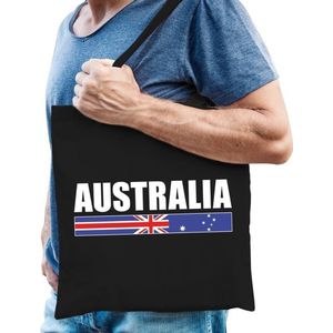 Katoenen Australie supporter tasje Australia zwart - 10 liter - Australische supporter cadeautas