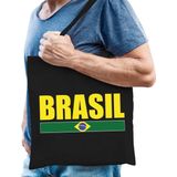 Brazilie supporter schoudertas Brasil zwart katoen