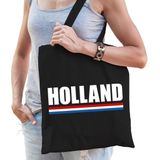 Katoenen Nederland supporter tasje Holland zwart - 10 liter - Nederlandse supporter cadeautas
