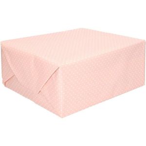 2x Inpakpapier/cadeaupapier lichtroze met stip 200 x 70 cm op rollen - Kadopapier/geschenkpapier